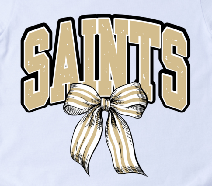 SAINTS - with Cute Black and Gold Bow