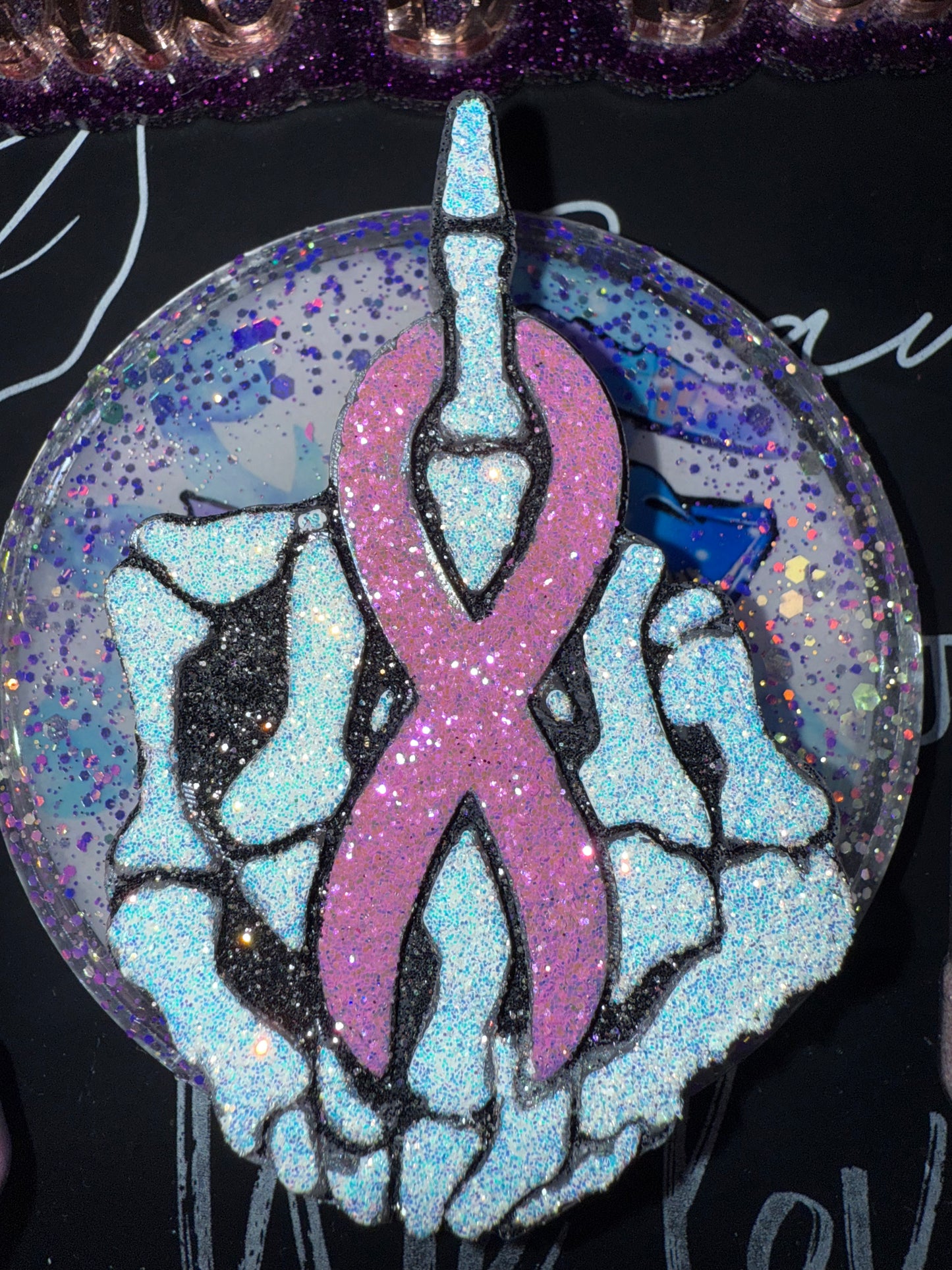 Skeleton Middle Finger with Ribbon - Car Freshie