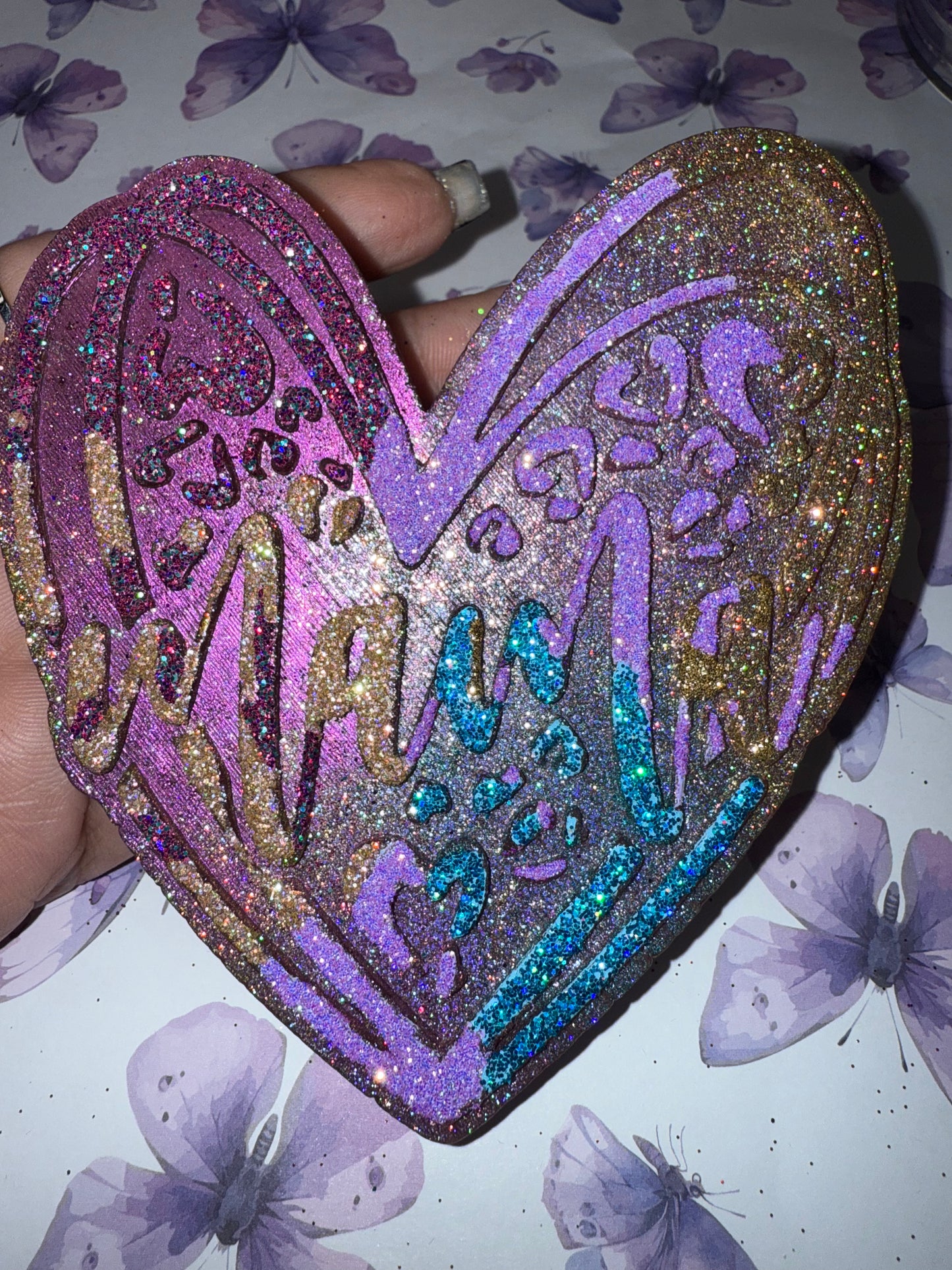 RTS - Double Heart "Mama" with Leopard Freshie Viva La Juicy