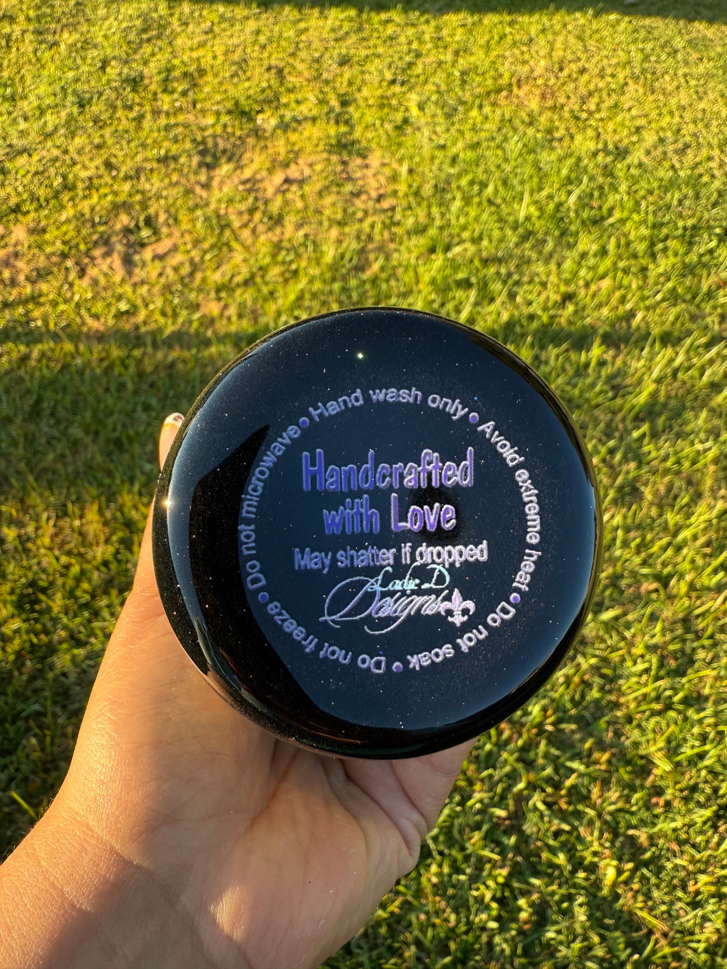 RTS - 20oz Black and Gold Glitter Drizzle "Touch Down" and Bows Tumbler