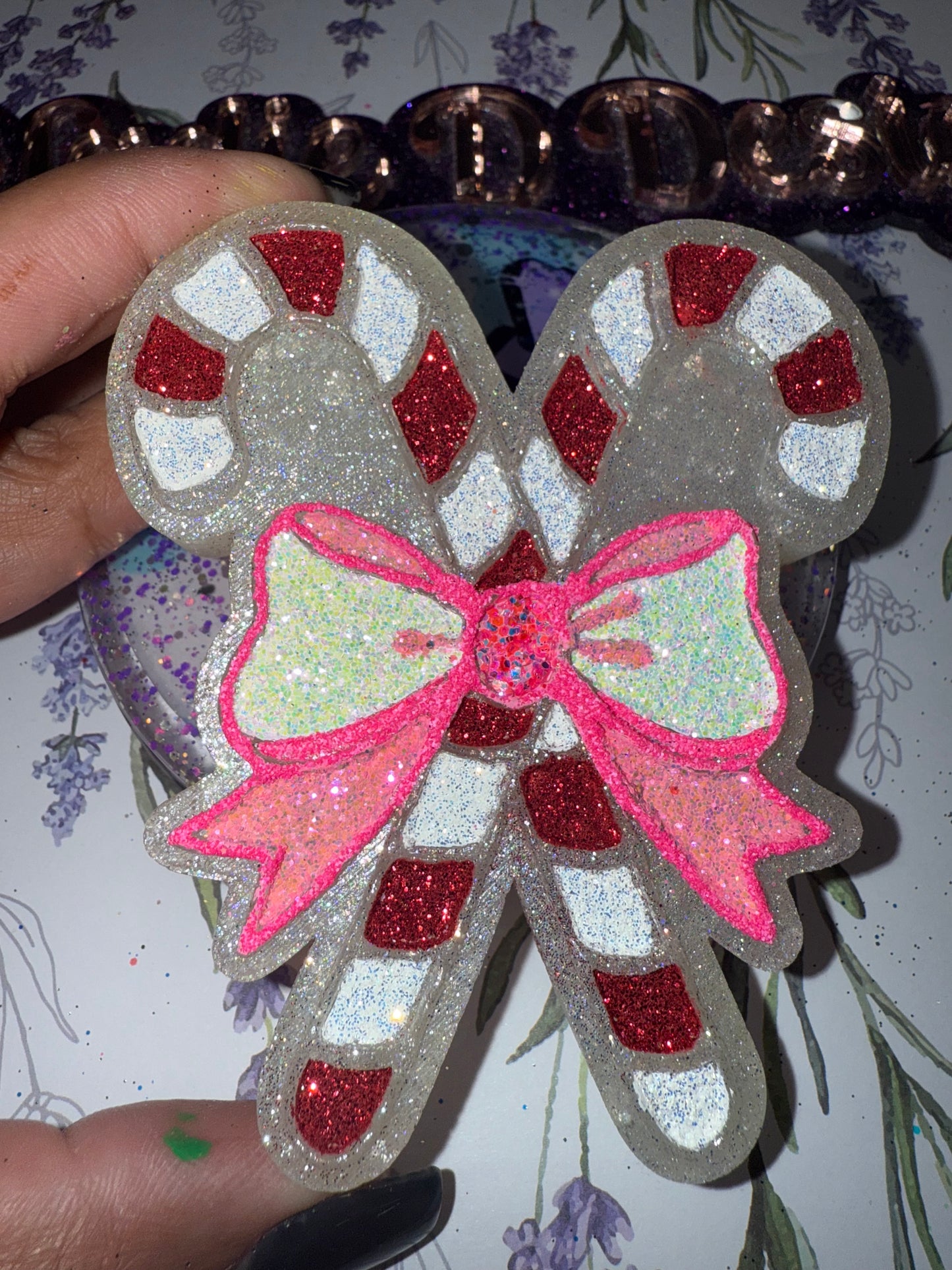Candy Canes with Bow Customizable Car Freshie