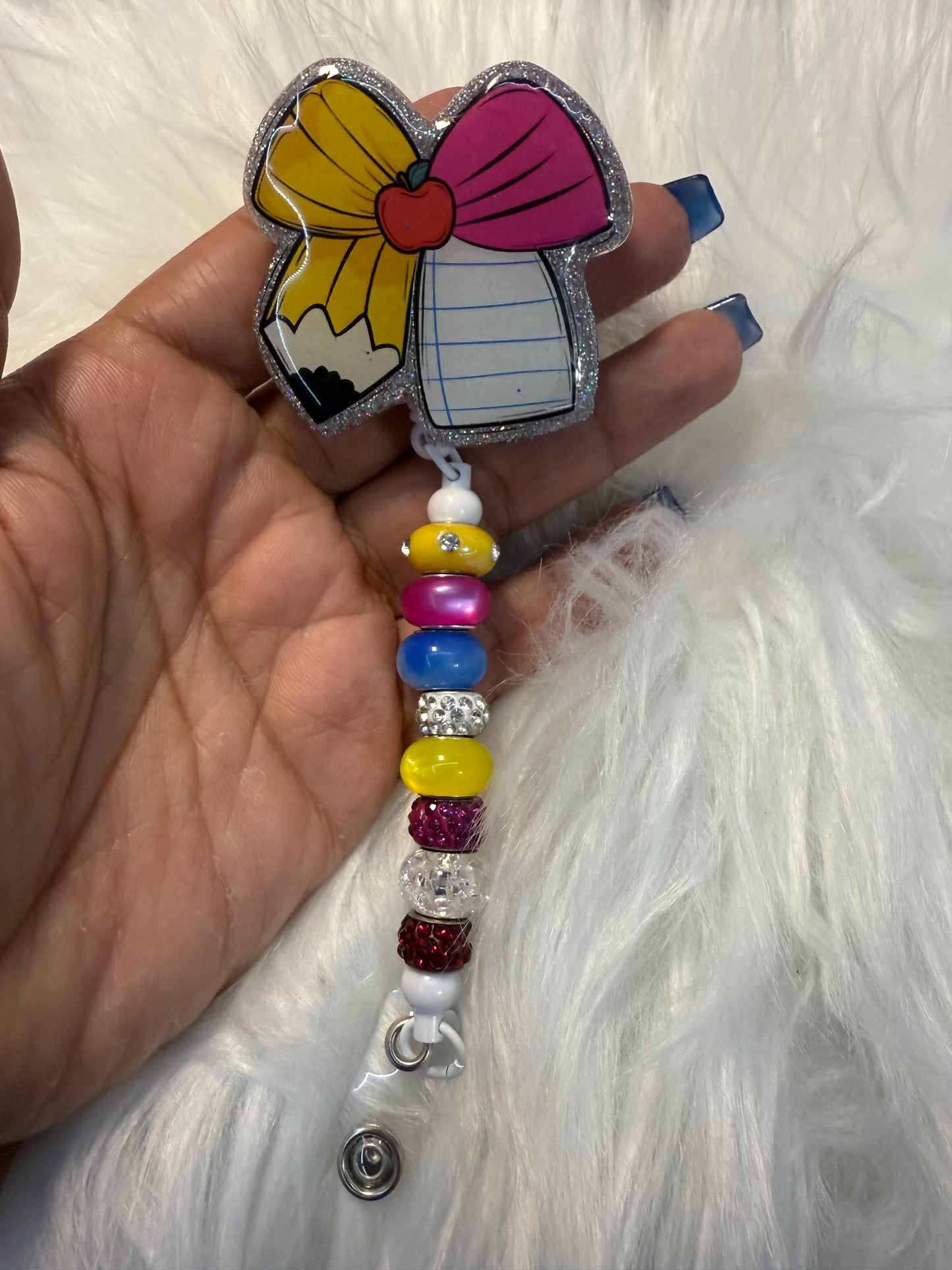 Auction 47 - Pencil and Paper with Beads Badge Reel
