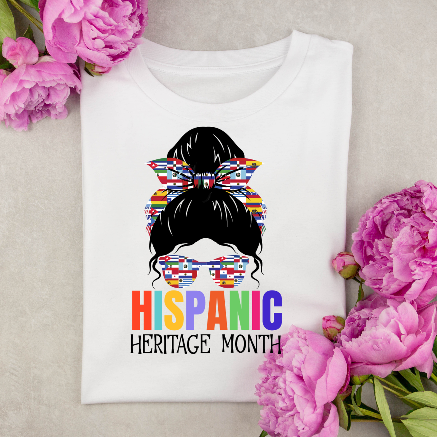 Messy Bun - Hispanic Heritage Month - Flags