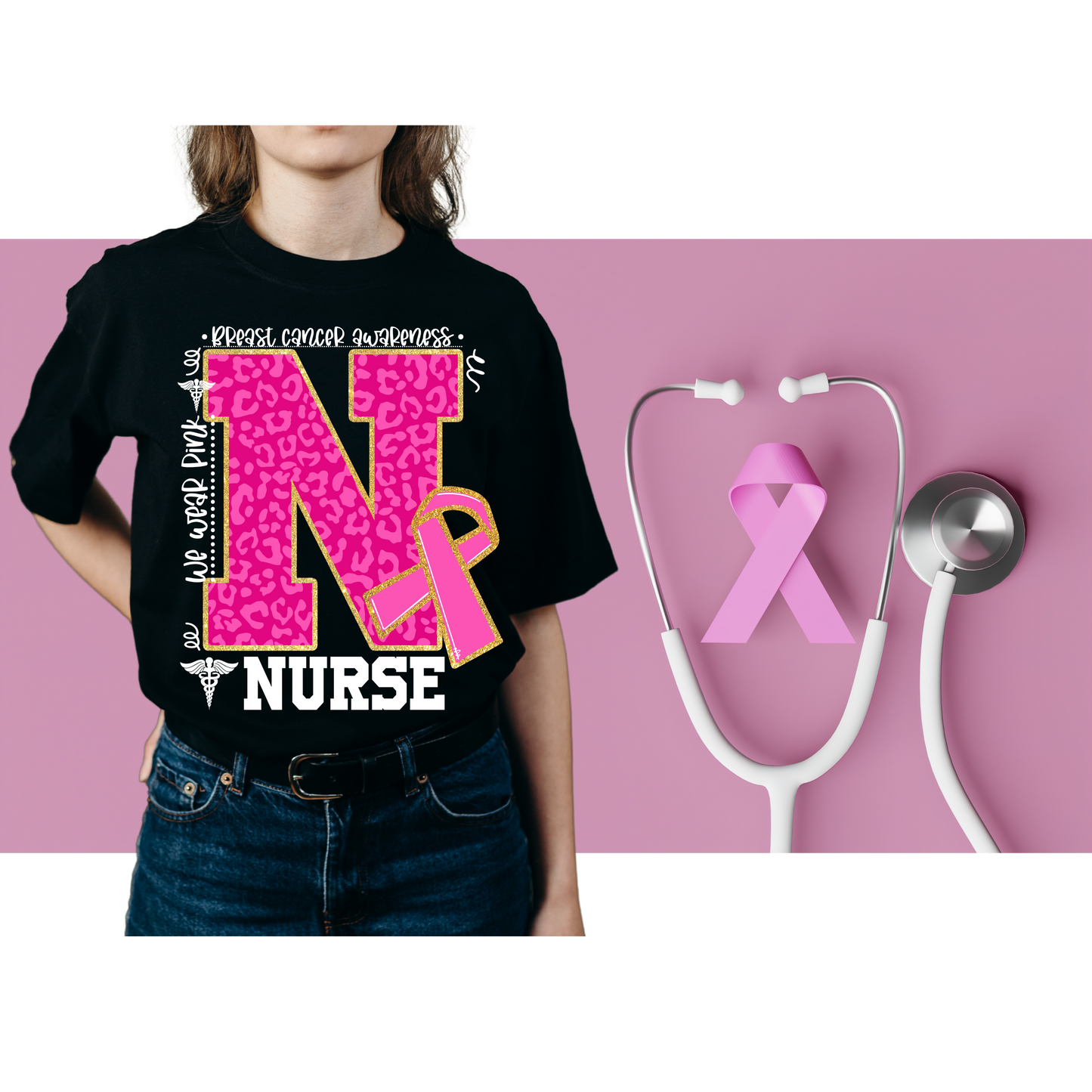 We wear Pink - Nurse Breast Cancer Awareness Shirt