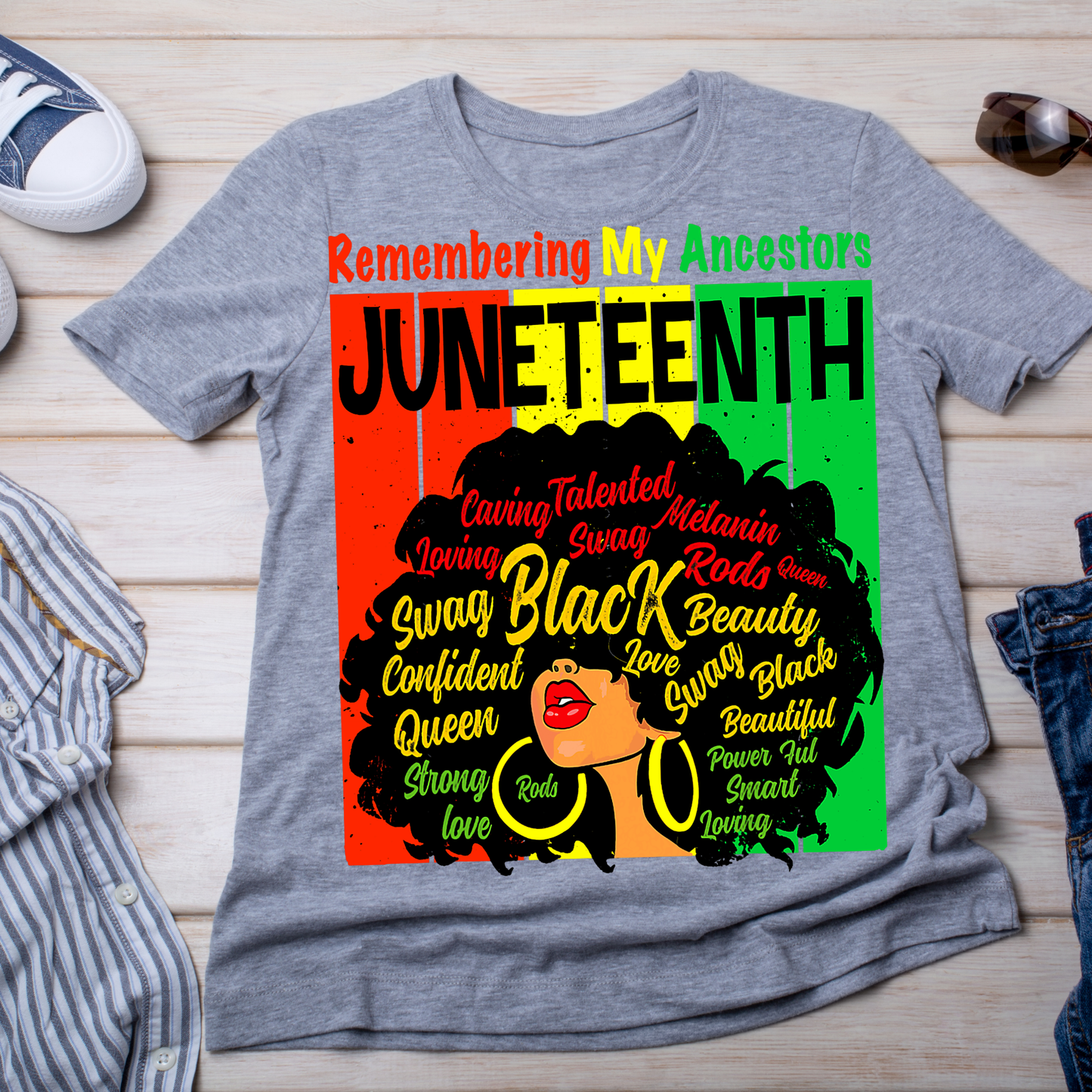 Remembering My Ancestors - Juneteenth - Afro Queen & Hoops