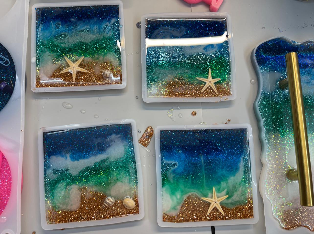 Customizable Resin Coaster Set