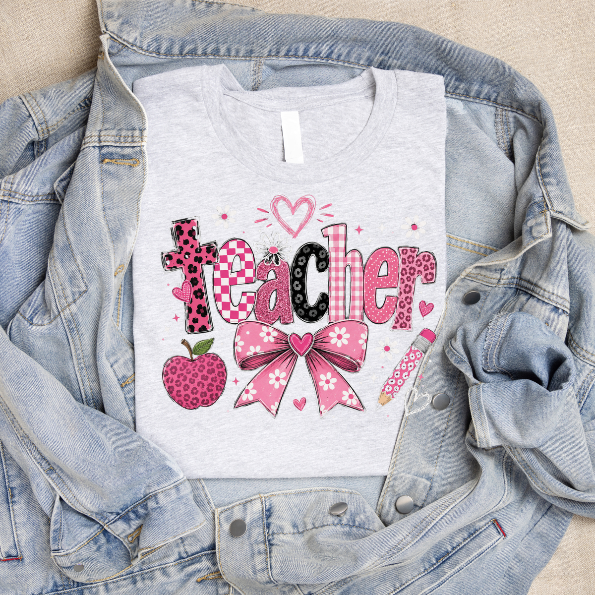 Teacher Pink Bow Breast Cancer
