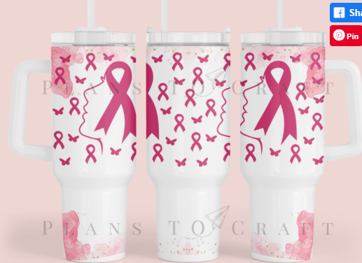 40oz Breast Cancer Ribbons Awareness Tumbler