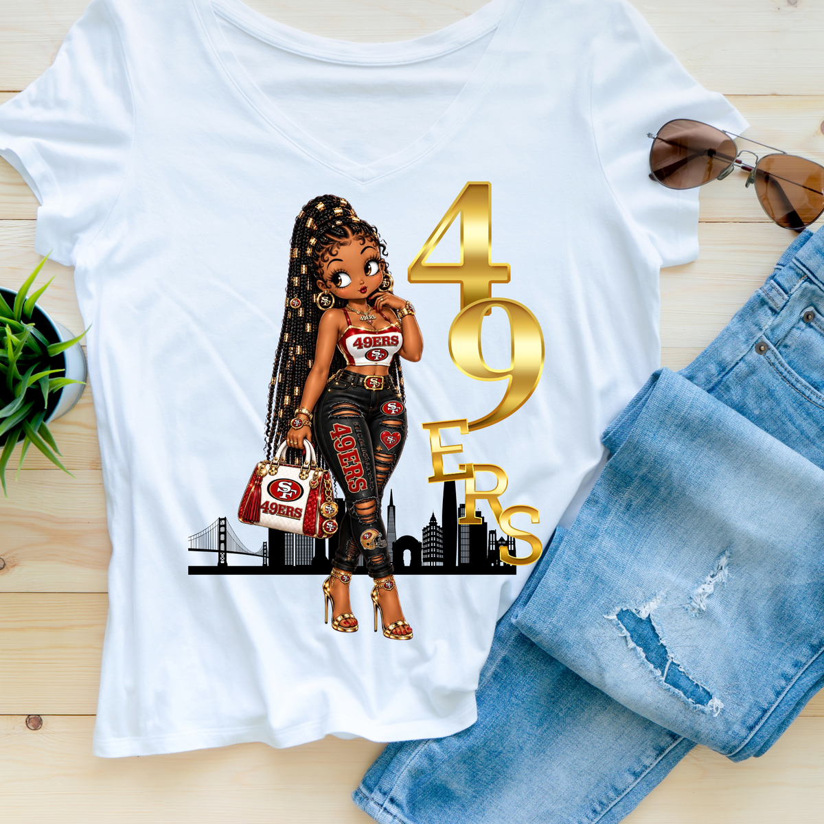 49ers Betty Boop with Braids