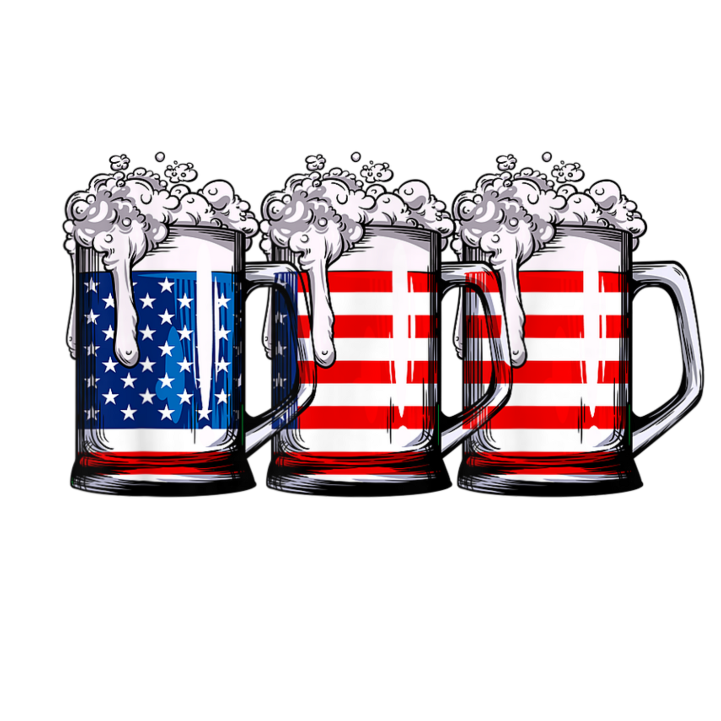3 Beer Cheers to the 4th of July Flag