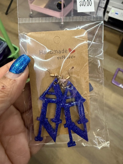 Auction 44 - APN Greek Letter Resin Earrings - Royal Blue