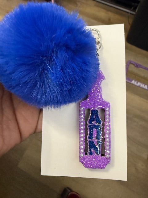 Auction 45 - APN Greek Letter Paddle Keychain - Lavender - Blue Puff