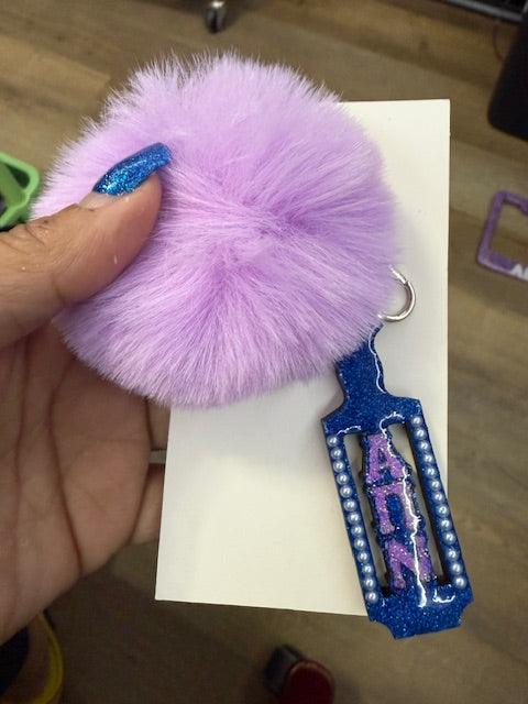 Auction 46 - APN Greek Letter Paddle Keychain - Royal Blue - Lavender Puff