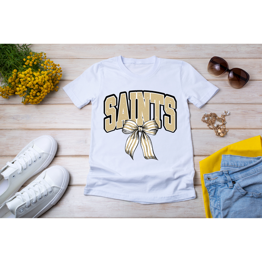 SAINTS - with Cute Black and Gold Bow