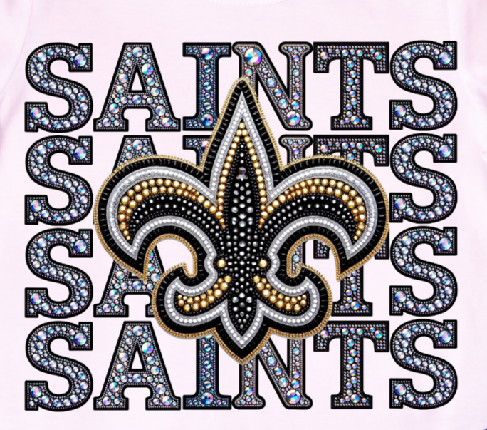 SAINTS - Faux Rhinestone Stacked Saints