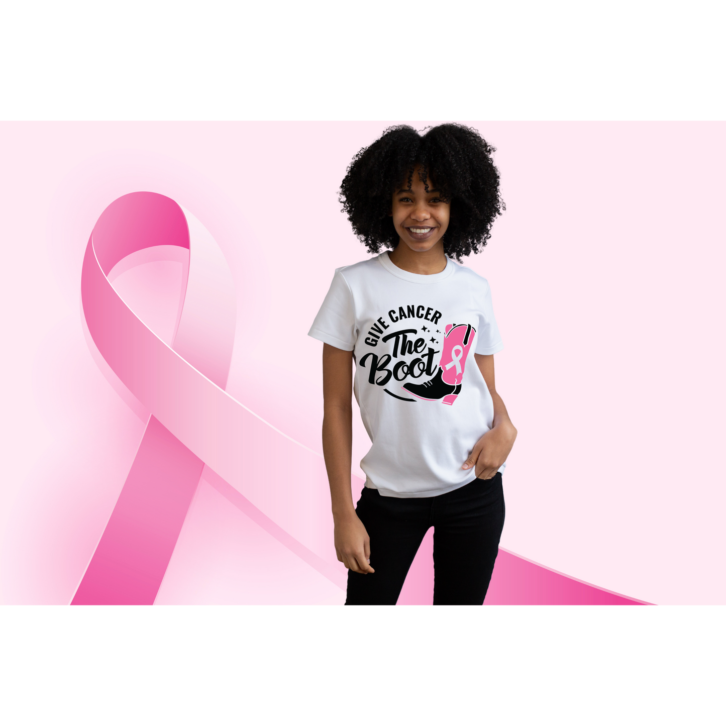 Give Cancer the Boot Breast Cancer Shirt