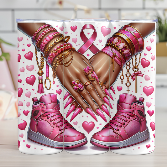 Cancer Awareness Hands and Sneakers Tumbler