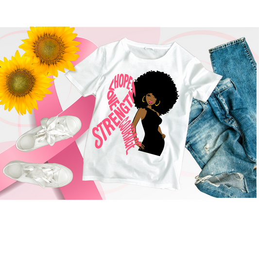 Hope Strength Ribbon Breast Cancer Awareness Shirt