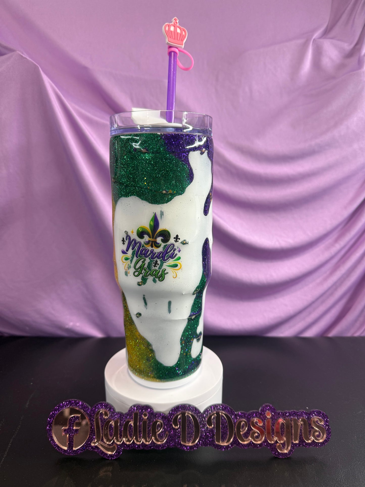 Custom Glitter/Epoxy 30oz Light Up with Handle