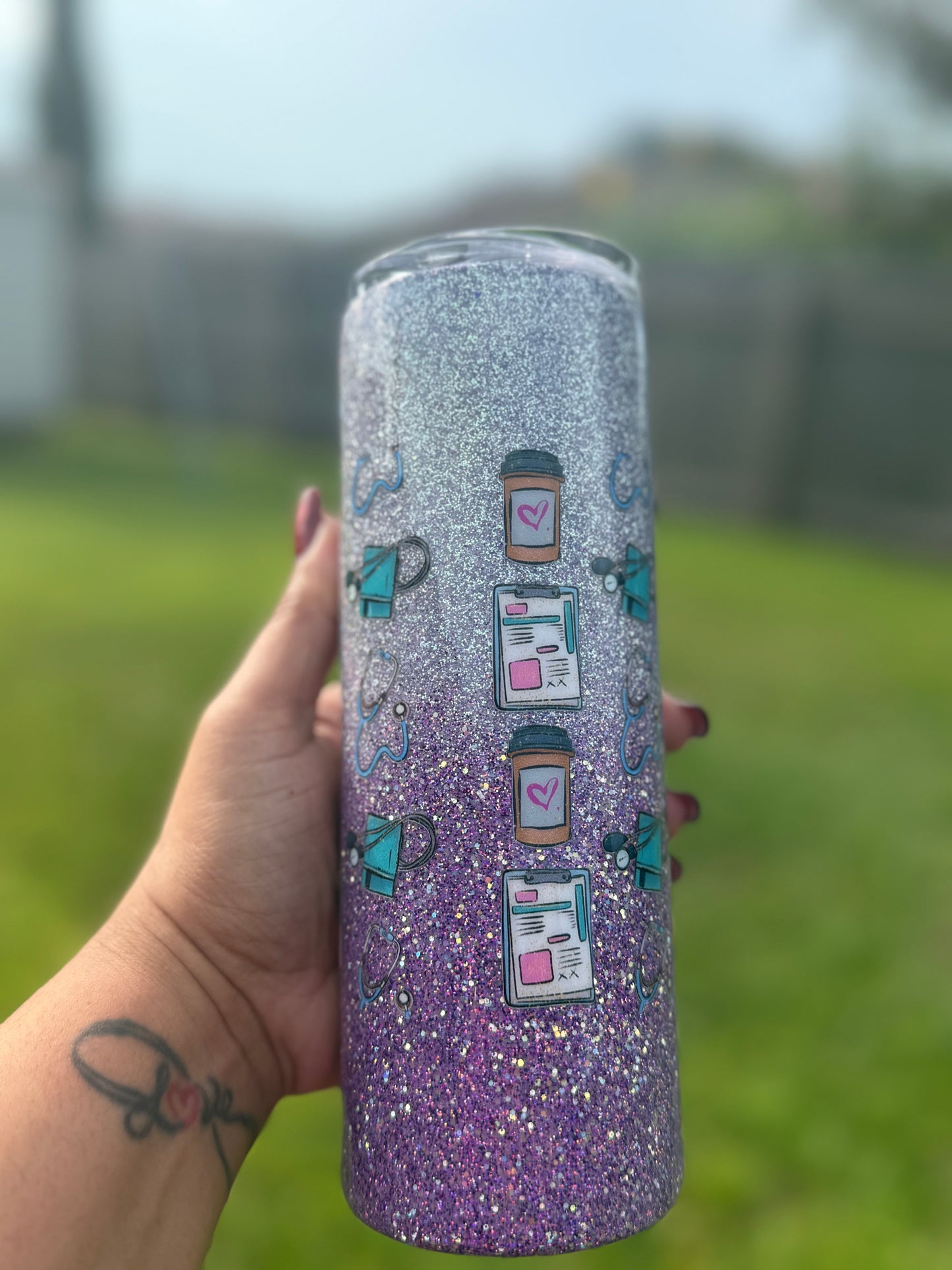 Epoxy Tumbler - APN Silver and Lavender Tumbler