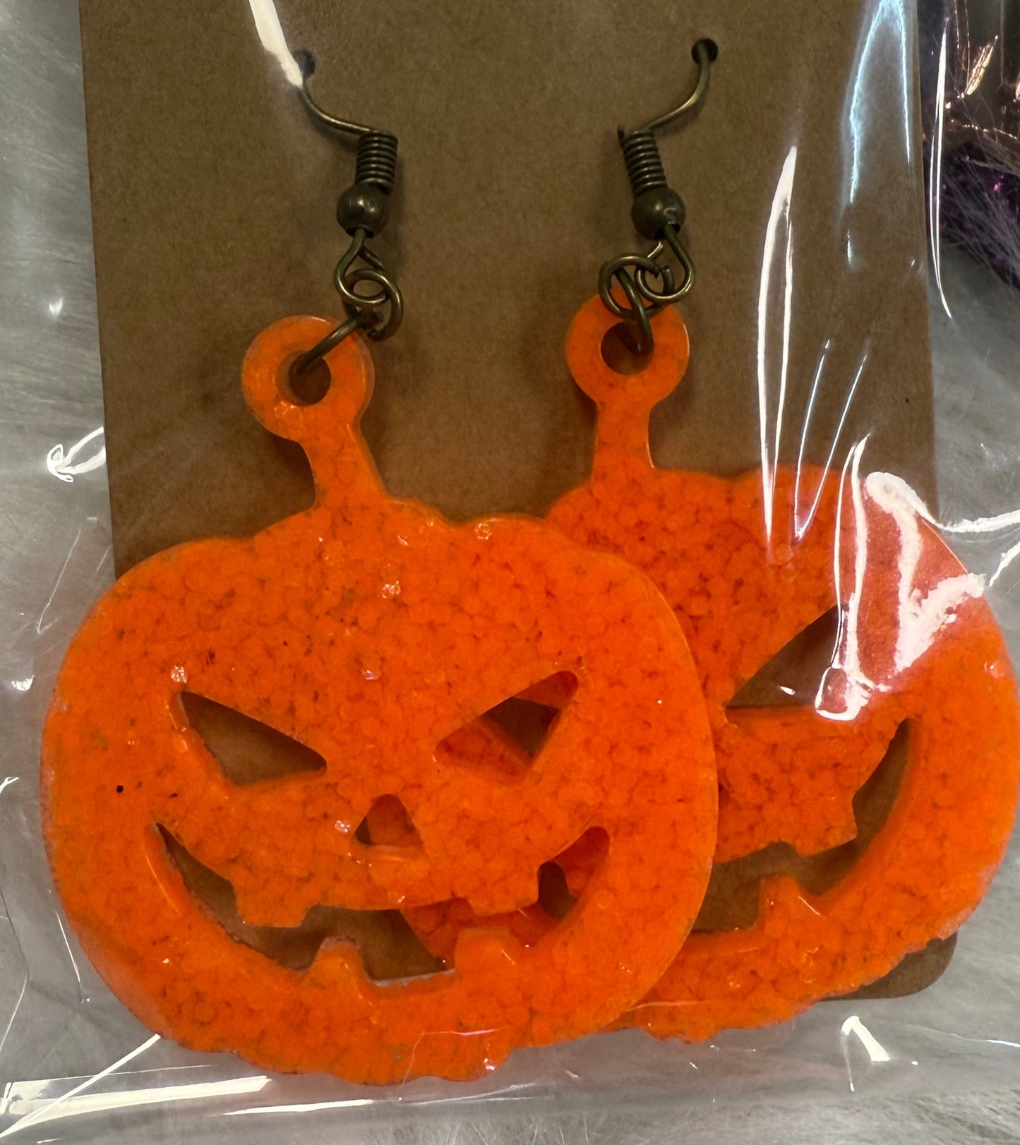 Halloween Evil Pumpkin Resin Earrings