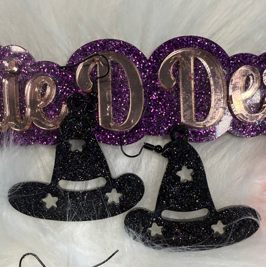Halloween Witch Hat Resin Earrings