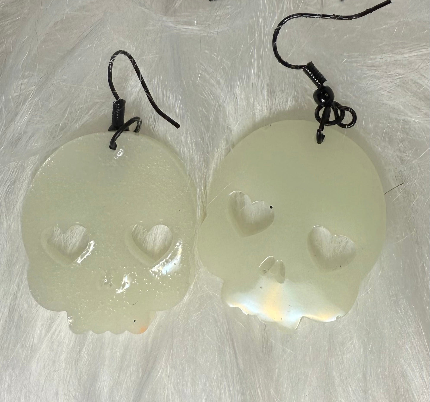 Halloween Heart Eyes Skull Resin Earrings