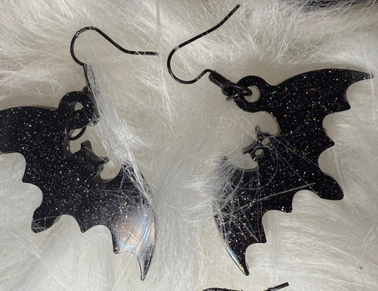 Halloween Bats Resin Earrings