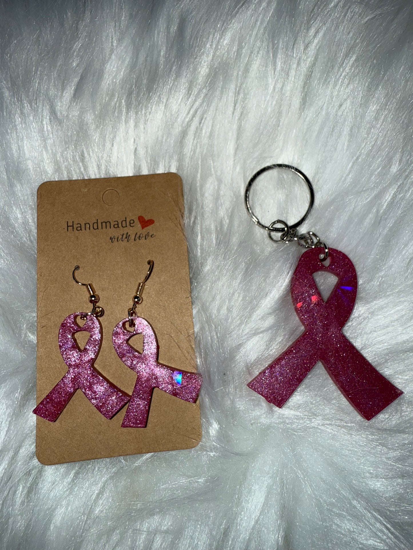 Resin Earring and Keychain or Necklace