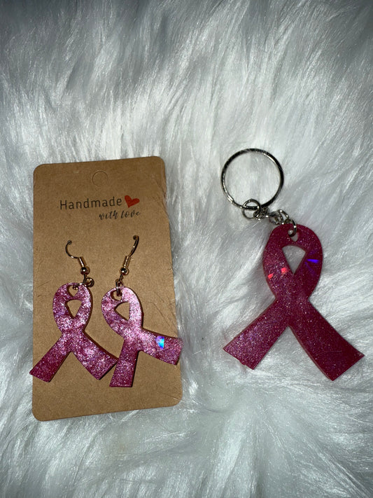 Resin Earring and Keychain or Necklace