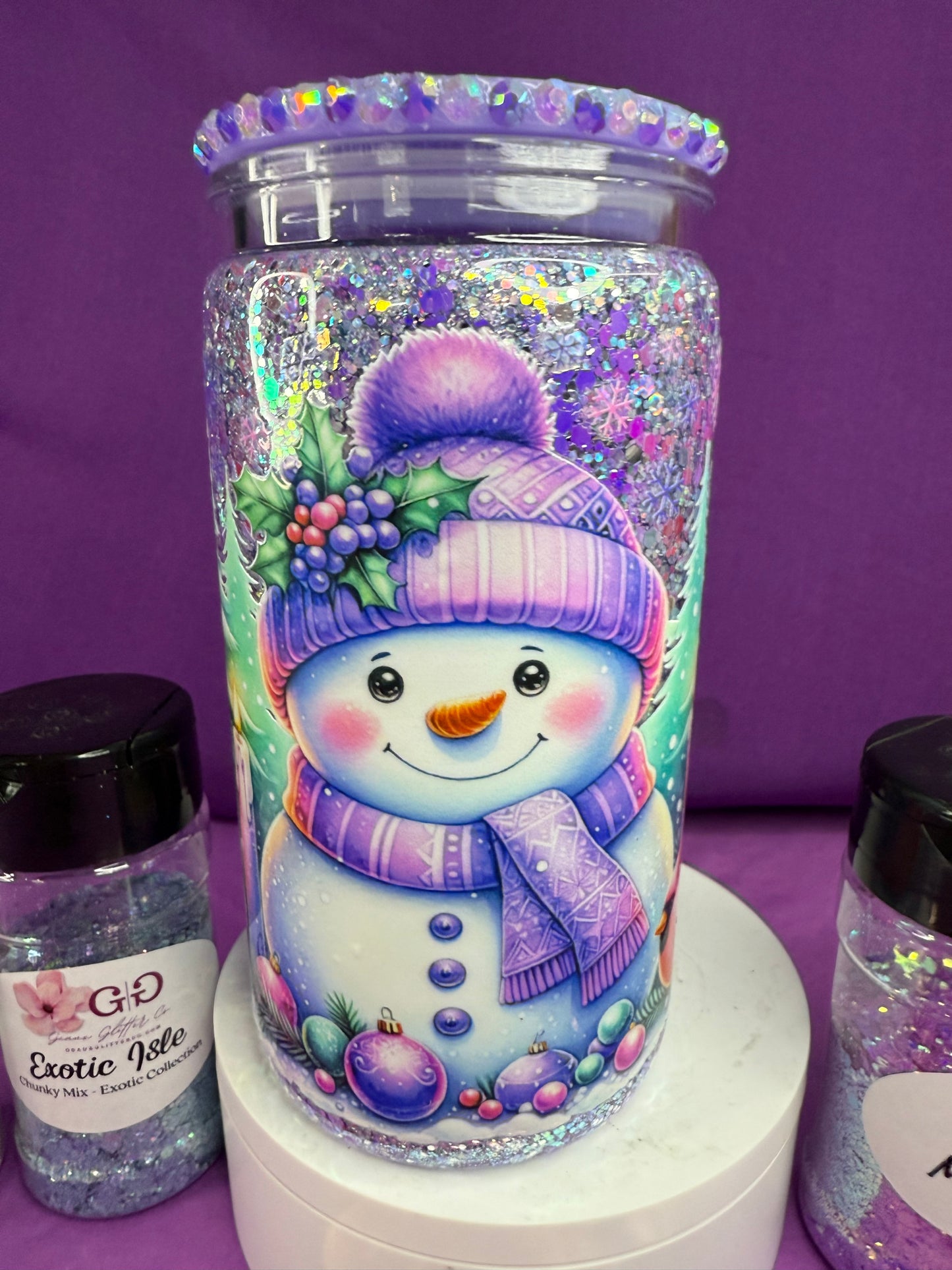 RTS - 16oz Purple Snowmen