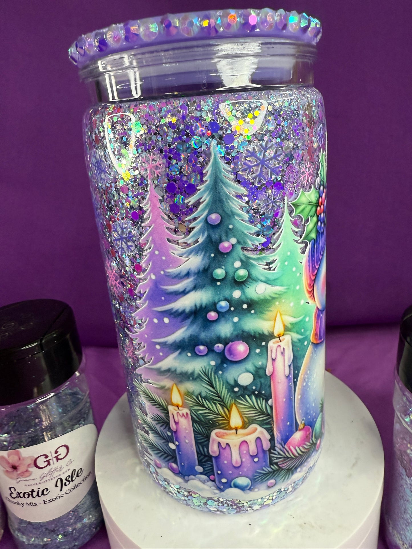 RTS - 16oz Purple Snowmen