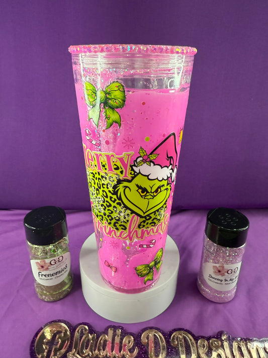 RTS - Pink Green Man SnowGlobe - Imprefect - Discounted