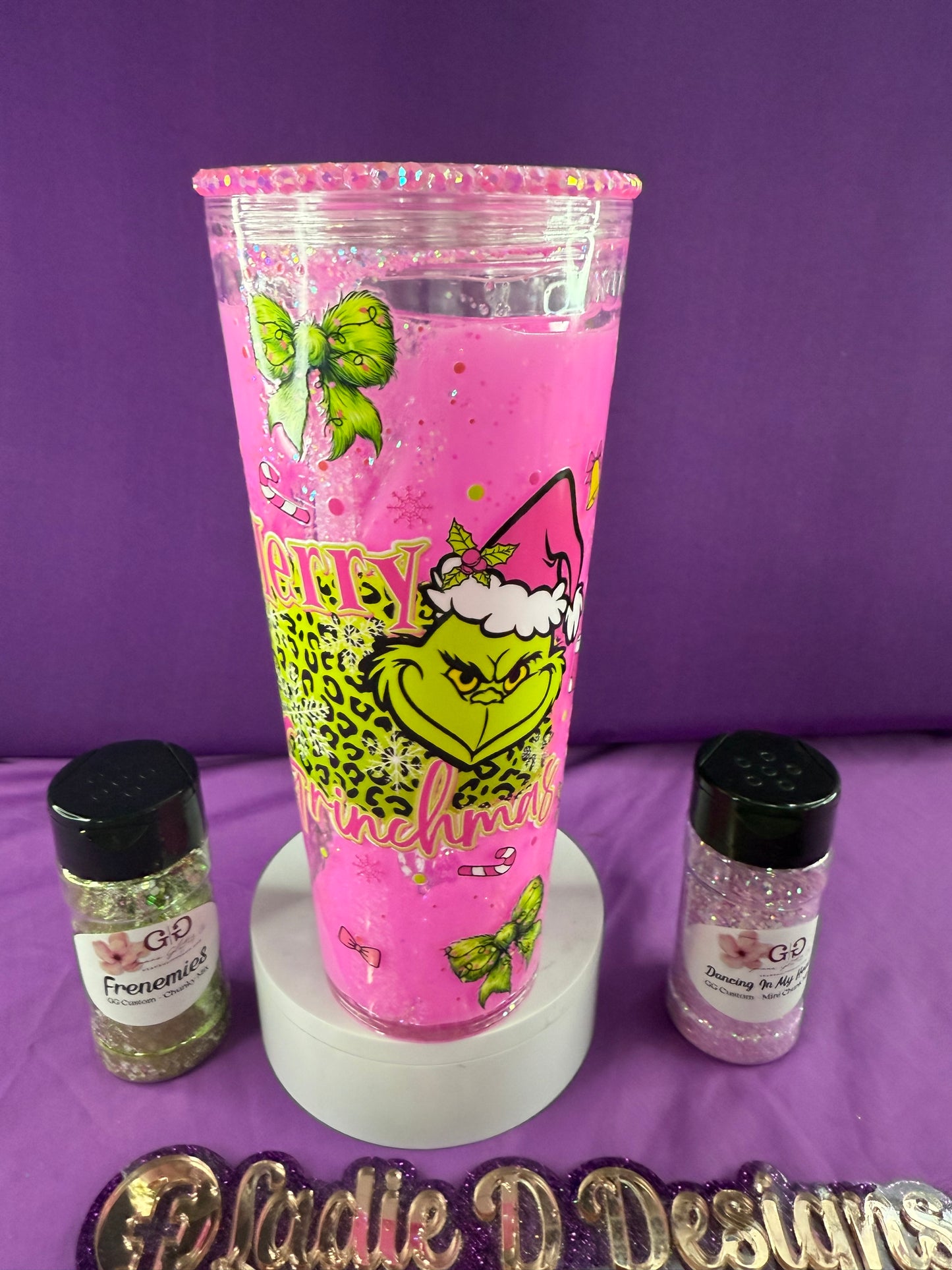 RTS - Pink Green Man SnowGlobe - Imprefect - Discounted