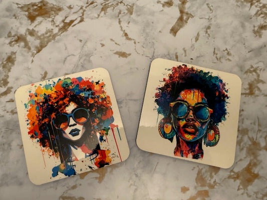 Ceramic Coaster - Colorful Goddess Coaster - Set of 2