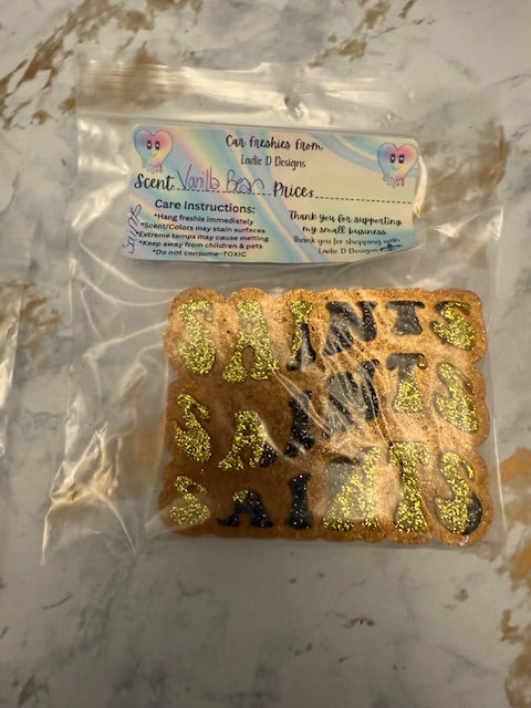 Car Freshie - Saints Car Freshie - Scent: Vanilla Bean