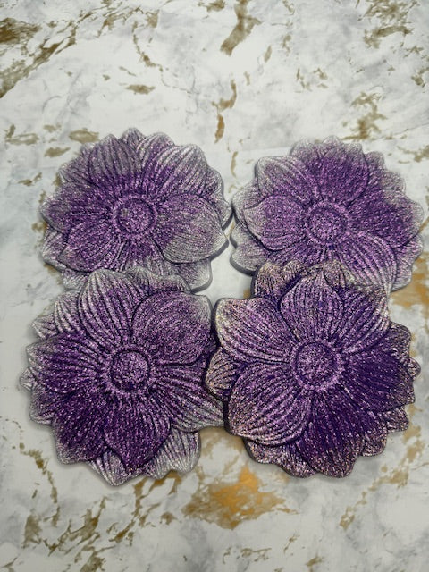Purple & White Resin Lotus Flower Large Platter & 2 Coasters