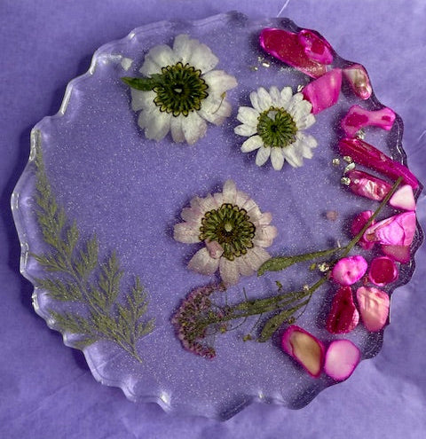 Resin Coasters - Resin Flower Coasters - Set of 2