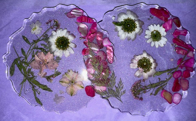 Resin Coasters - Resin Flower Coasters - Set of 2