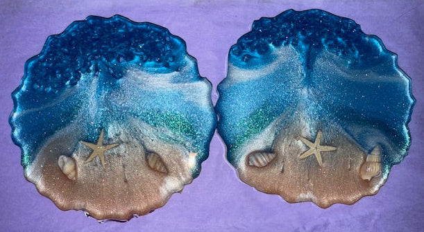 Resin Coasters - Resin Beach Coasters - Set of 2