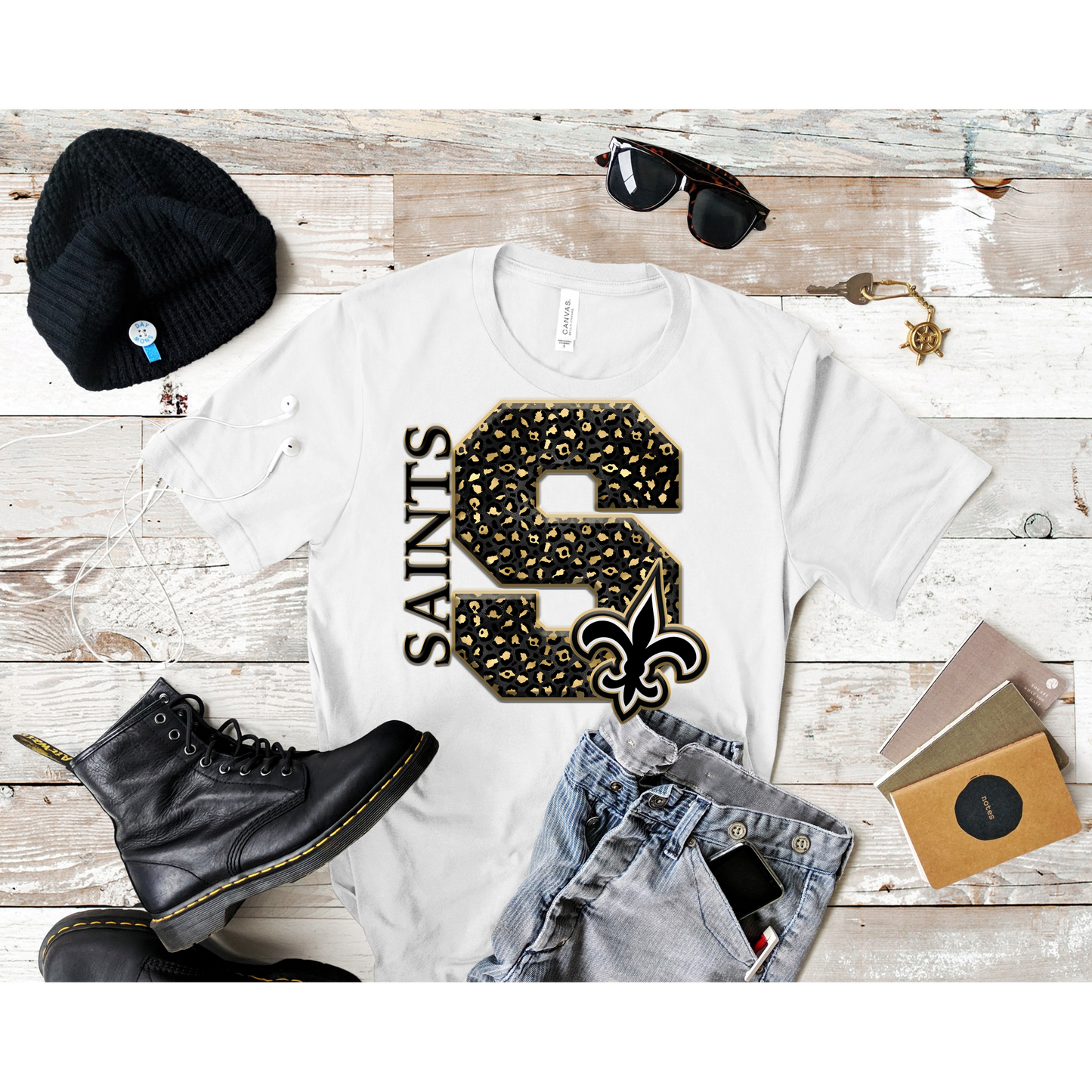 SAINTS - Leopard Print "S" for Saints