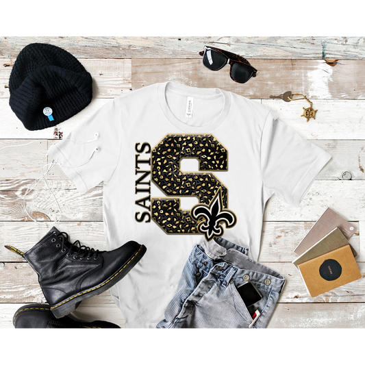 SAINTS - Leopard Print "S" for Saints