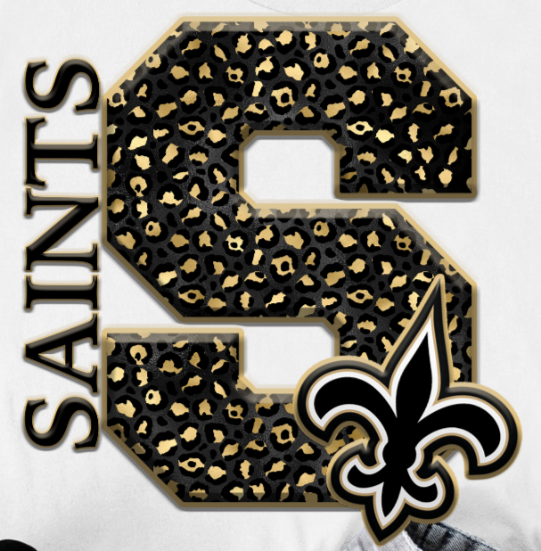 SAINTS - Leopard Print "S" for Saints