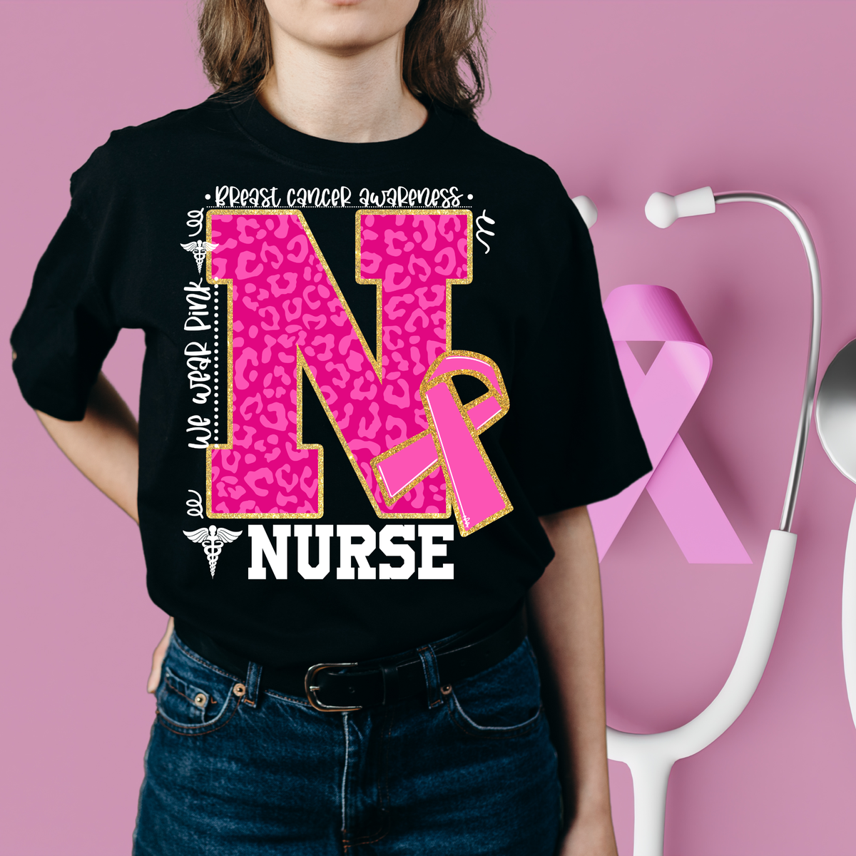 We wear Pink - Nurse Breast Cancer Awareness Shirt