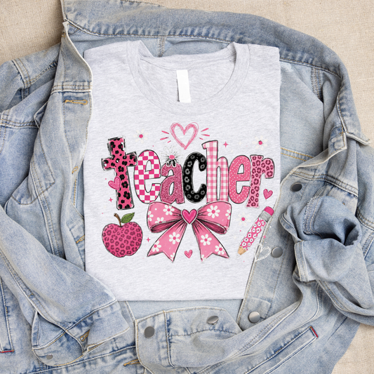 Teacher Pink Bow Breast Cancer
