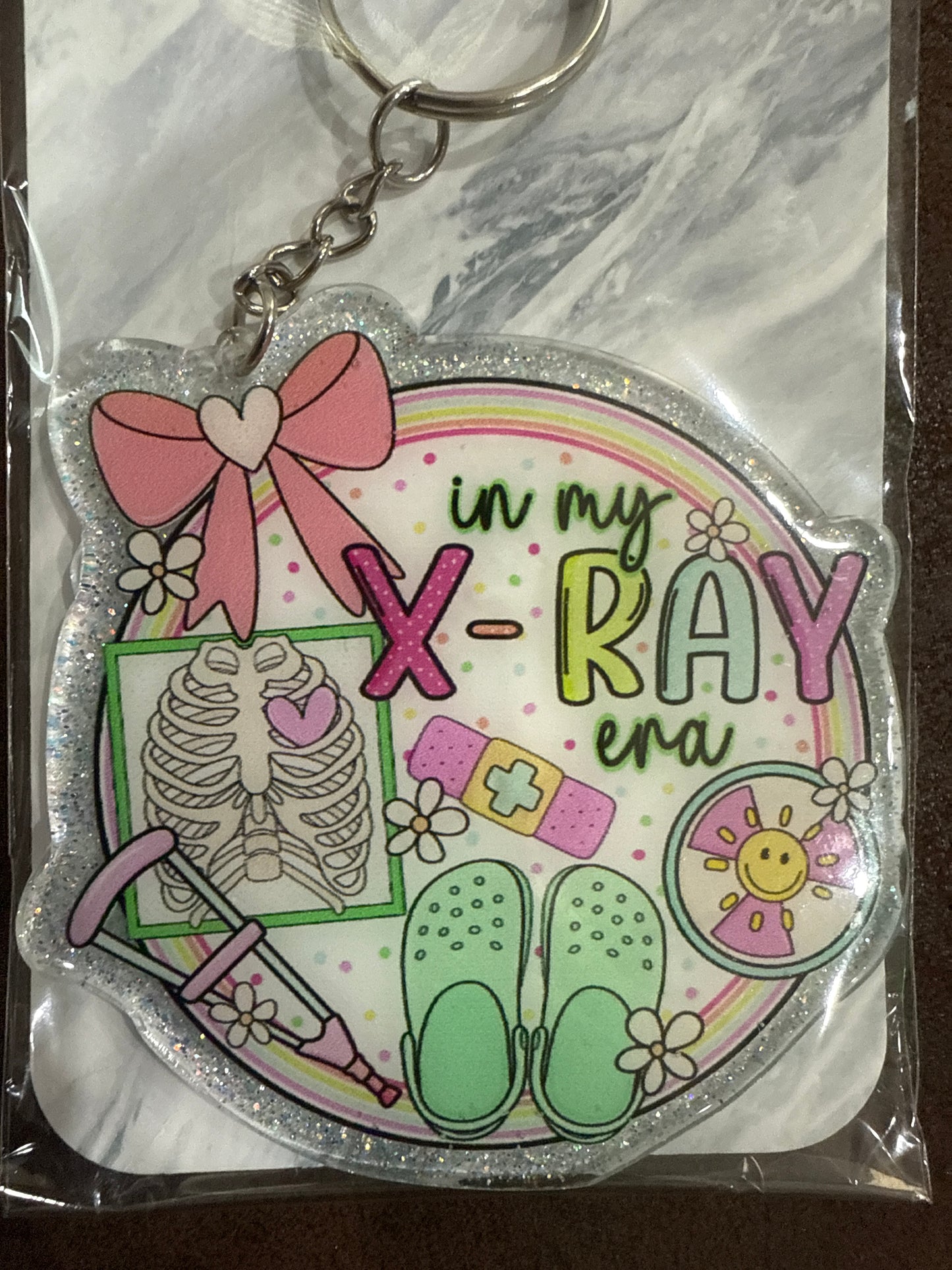 RTS - in my X-Ray Era with Pink Bow Keychain