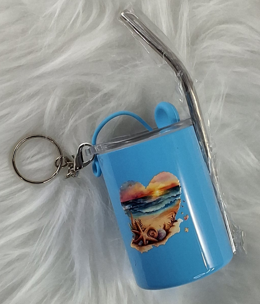 RTS - Beach Heart Shot Glass Keychain